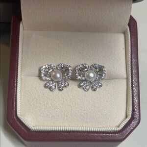 Elegant Silver Pearl Earrings